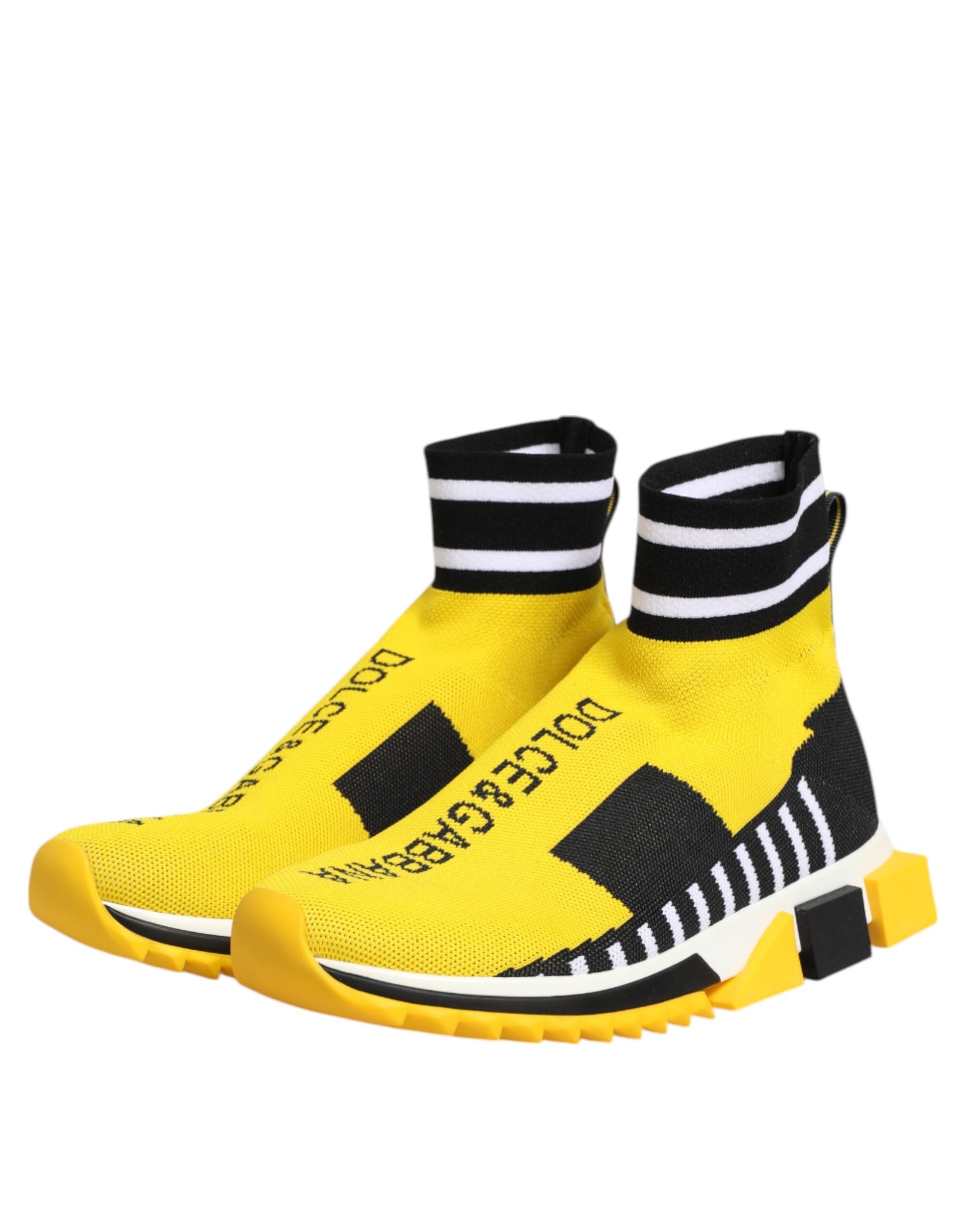 Dolce & Gabbana Yellow Black Sorrento Socks Sneakers Shoes - ACCEXO