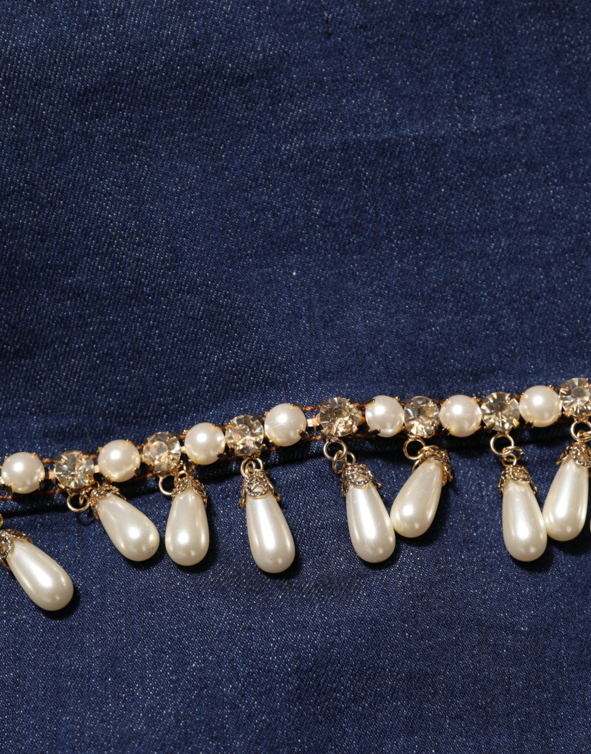 Dolce & Gabbana Blue Cotton Denim Crystal Embellished Jacket for Women