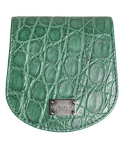 Dolce & Gabbana Green Exotic Skin Coin Condom Case Holder Pocket Wallet for Men
