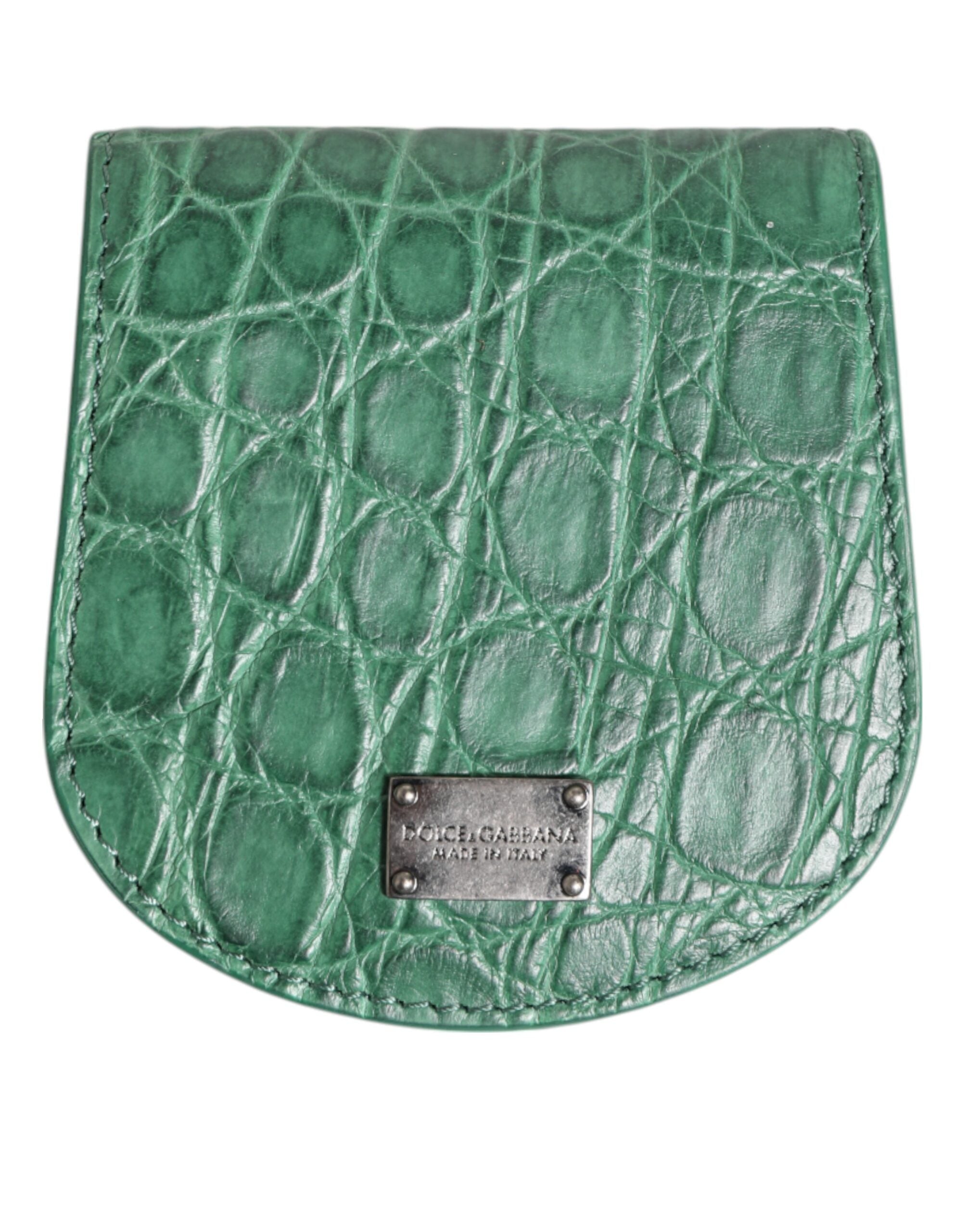 Dolce & Gabbana Green Exotic Skin Coin Condom Case Holder Pocket Wallet for Men