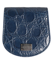 Dolce & Gabbana Blue Exotic Skin Coin Condom Case Holder Pocket Wallet for Men