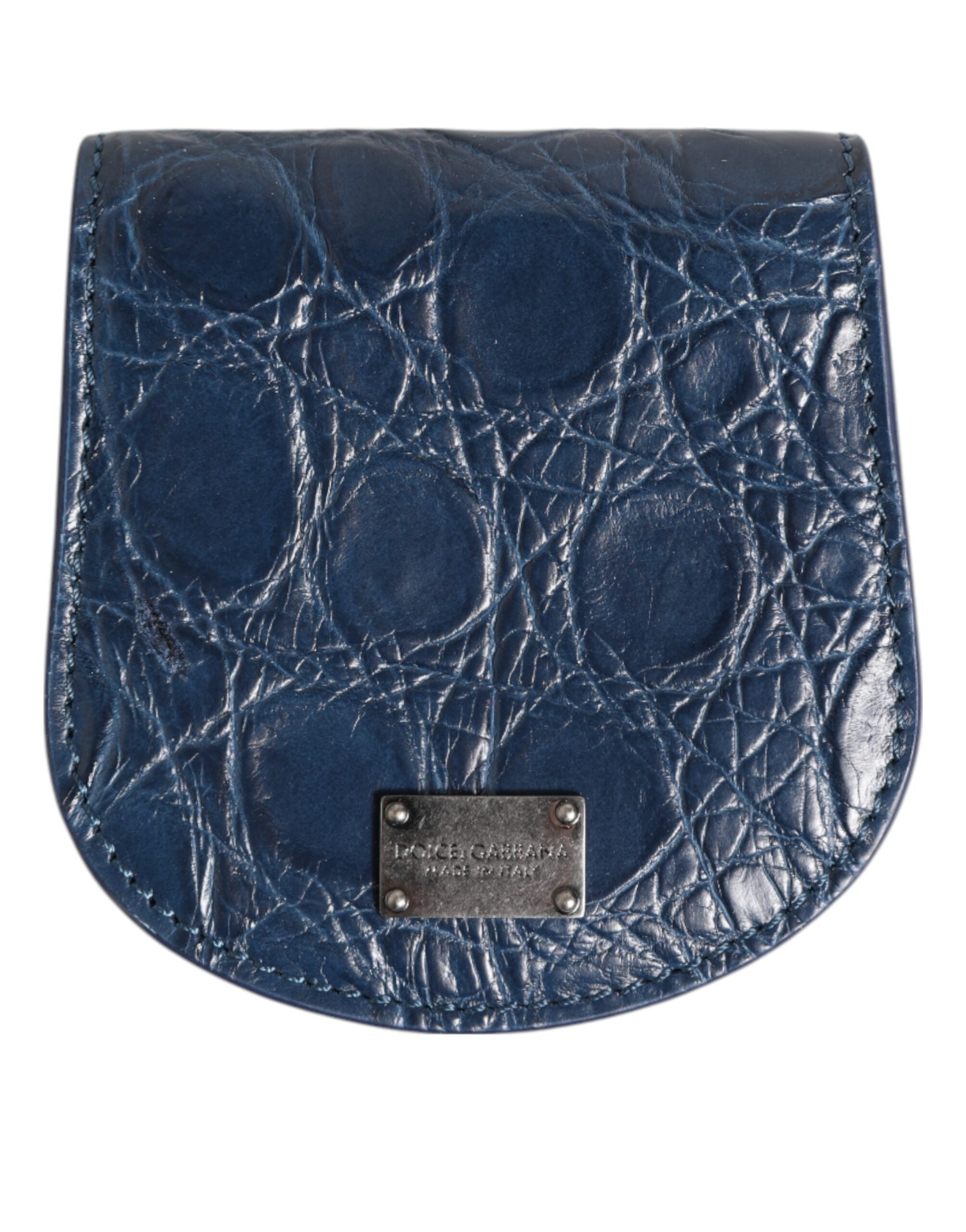 Dolce & Gabbana Blue Exotic Skin Coin Condom Case Holder Pocket Wallet for Men