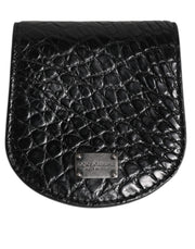 Dolce & Gabbana Black Exotic Skin Coin Condom Case Holder Pocket Wallet for Men