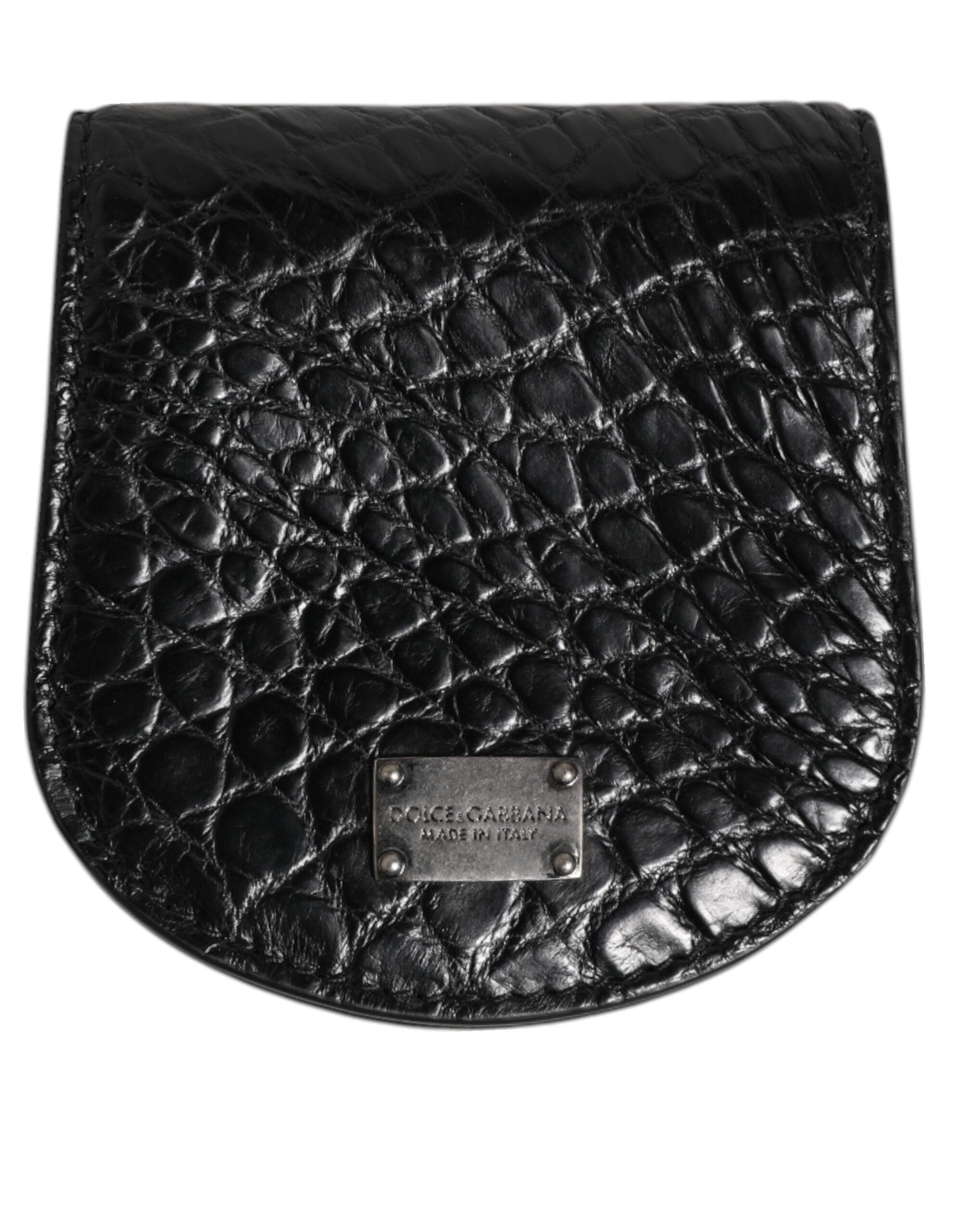 Dolce & Gabbana Black Exotic Skin Coin Condom Case Holder Pocket Wallet for Men