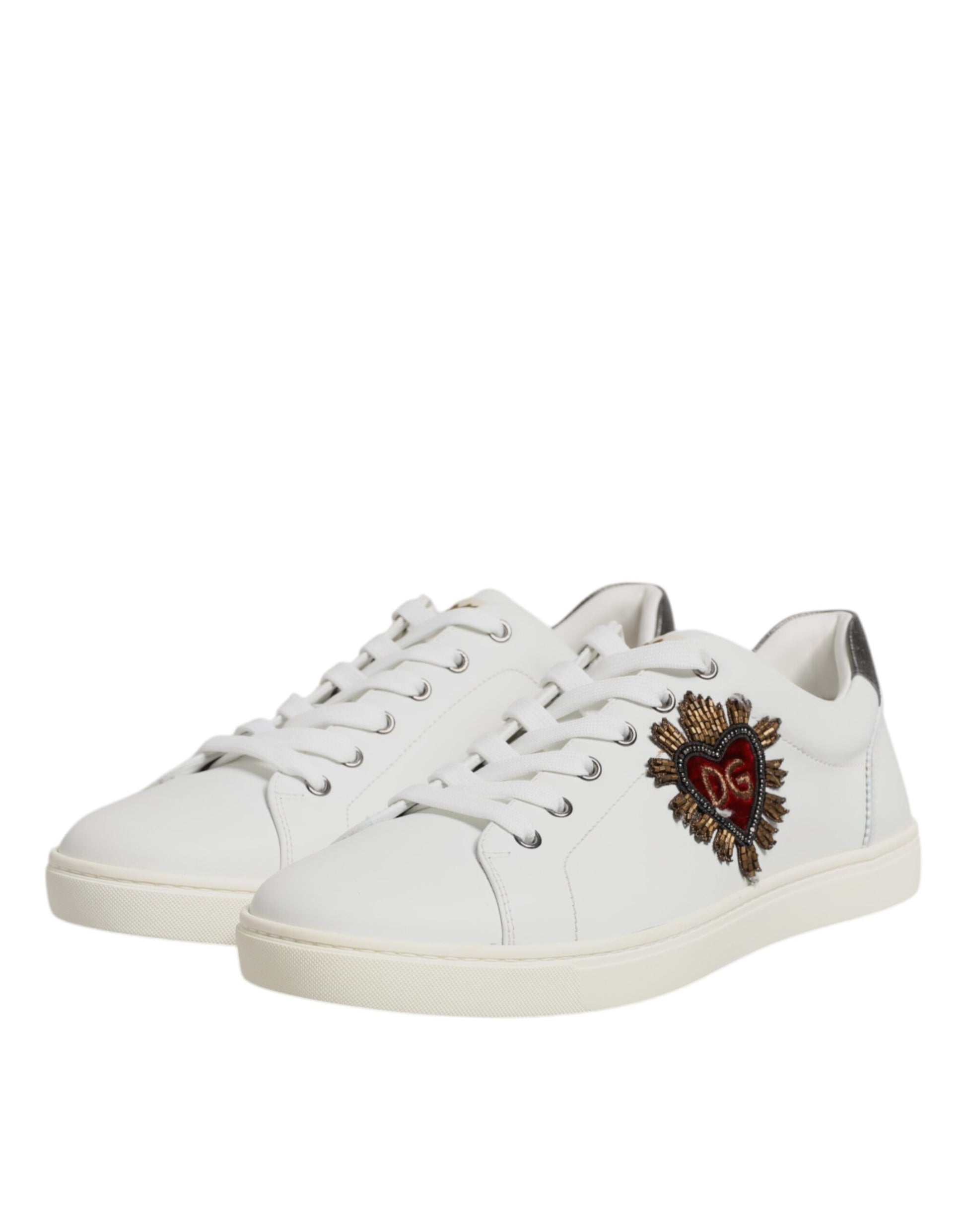 Dolce & Gabbana White Sacred Heart Men Low Top Sneakers Shoes - ACCEXO