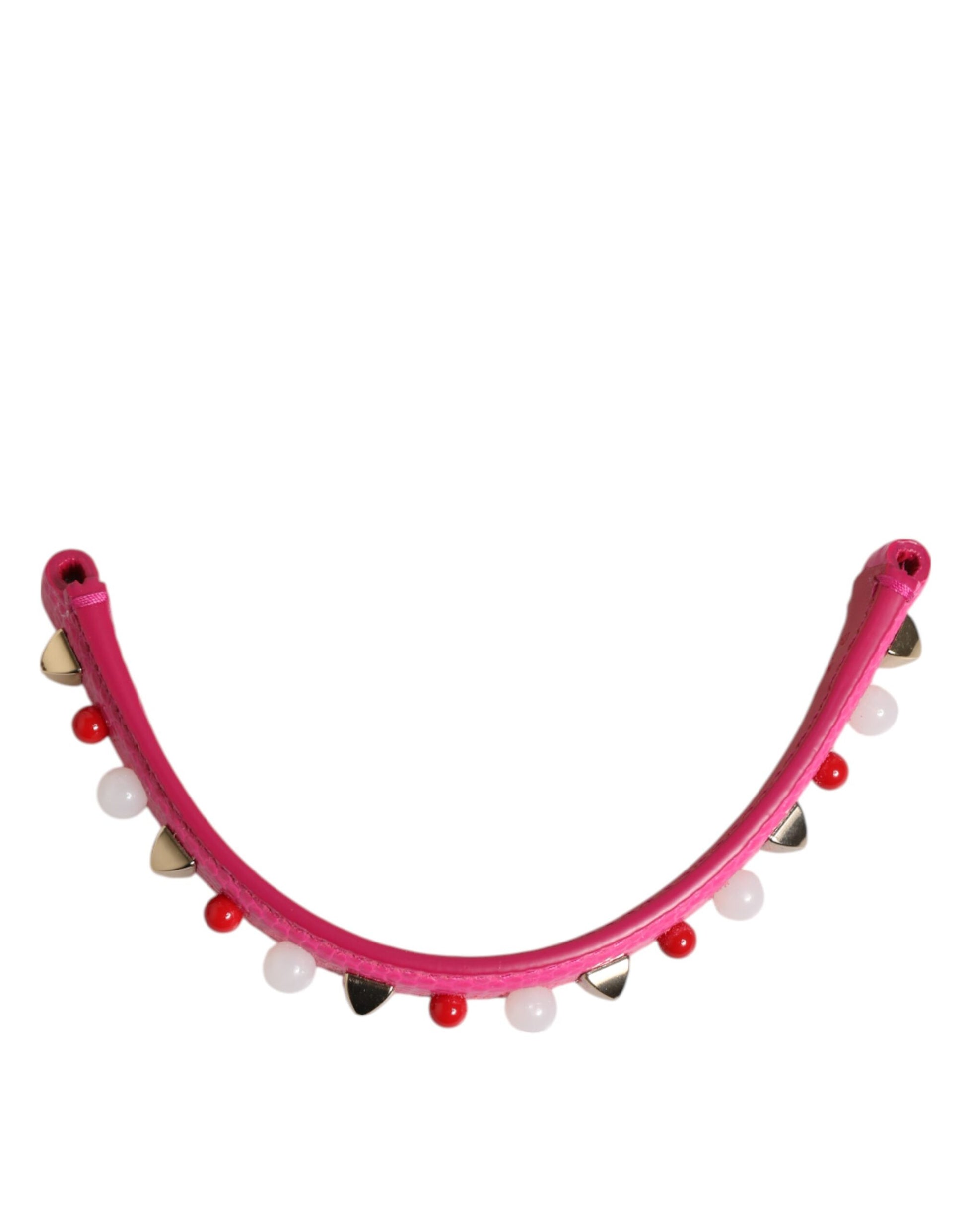 Dolce & Gabbana Pink Embellished Leather Bag Handle Women Shoulder Strap - ACCEXO