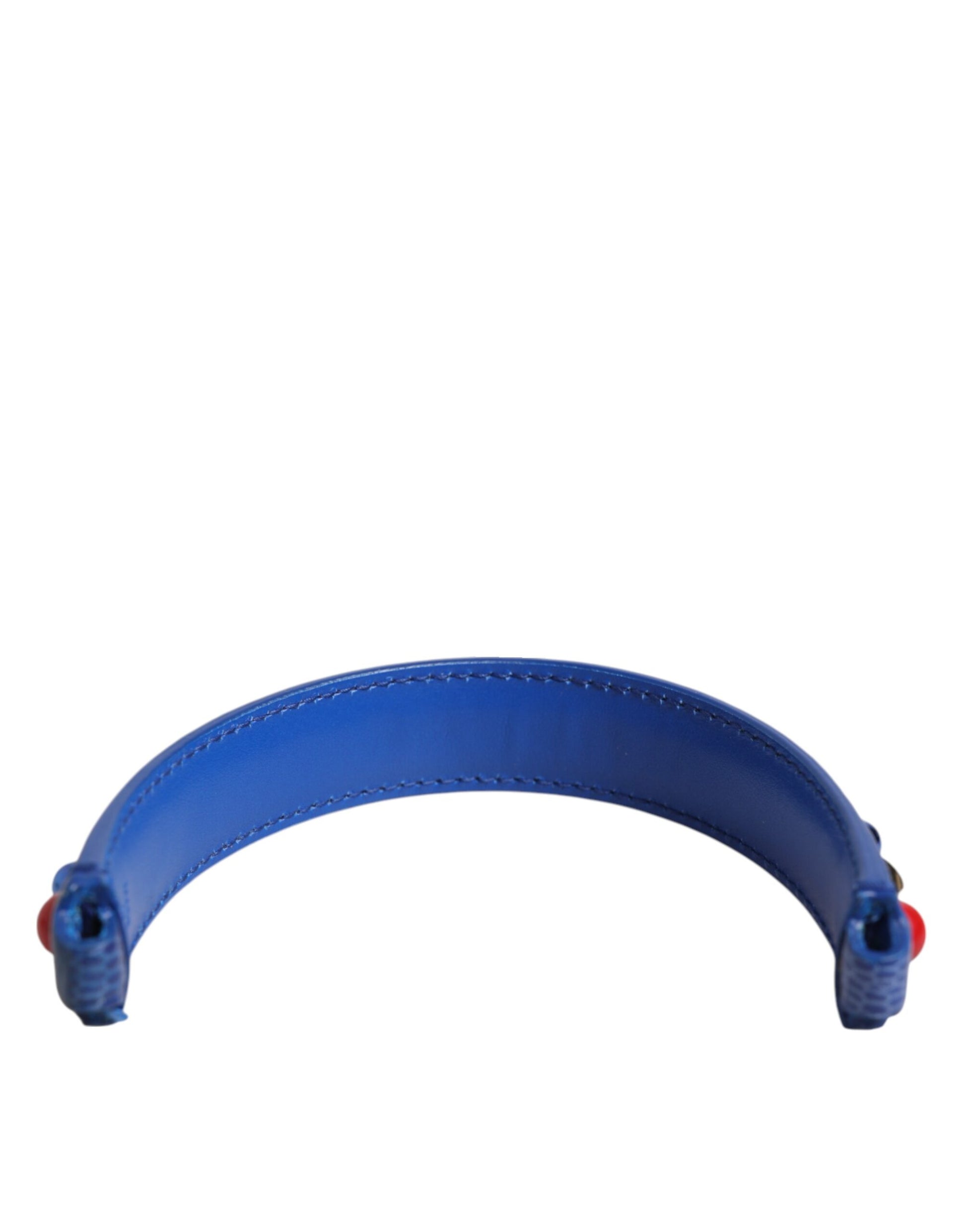 Dolce & Gabbana Blue Embellished Leather Bag Handle Women Shoulder Strap - ACCEXO