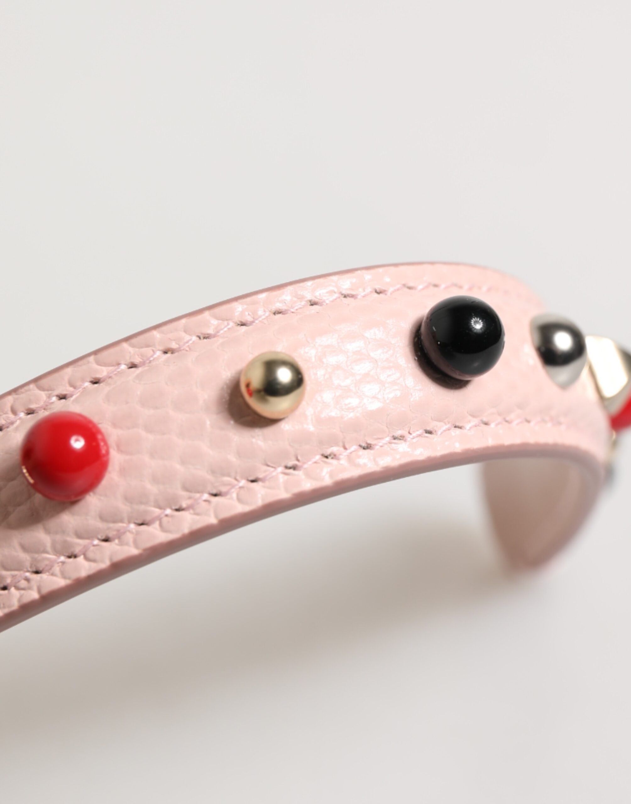 Dolce & Gabbana Light Pink Embellished Leather Bag Handle  Shoulder Strap - ACCEXO