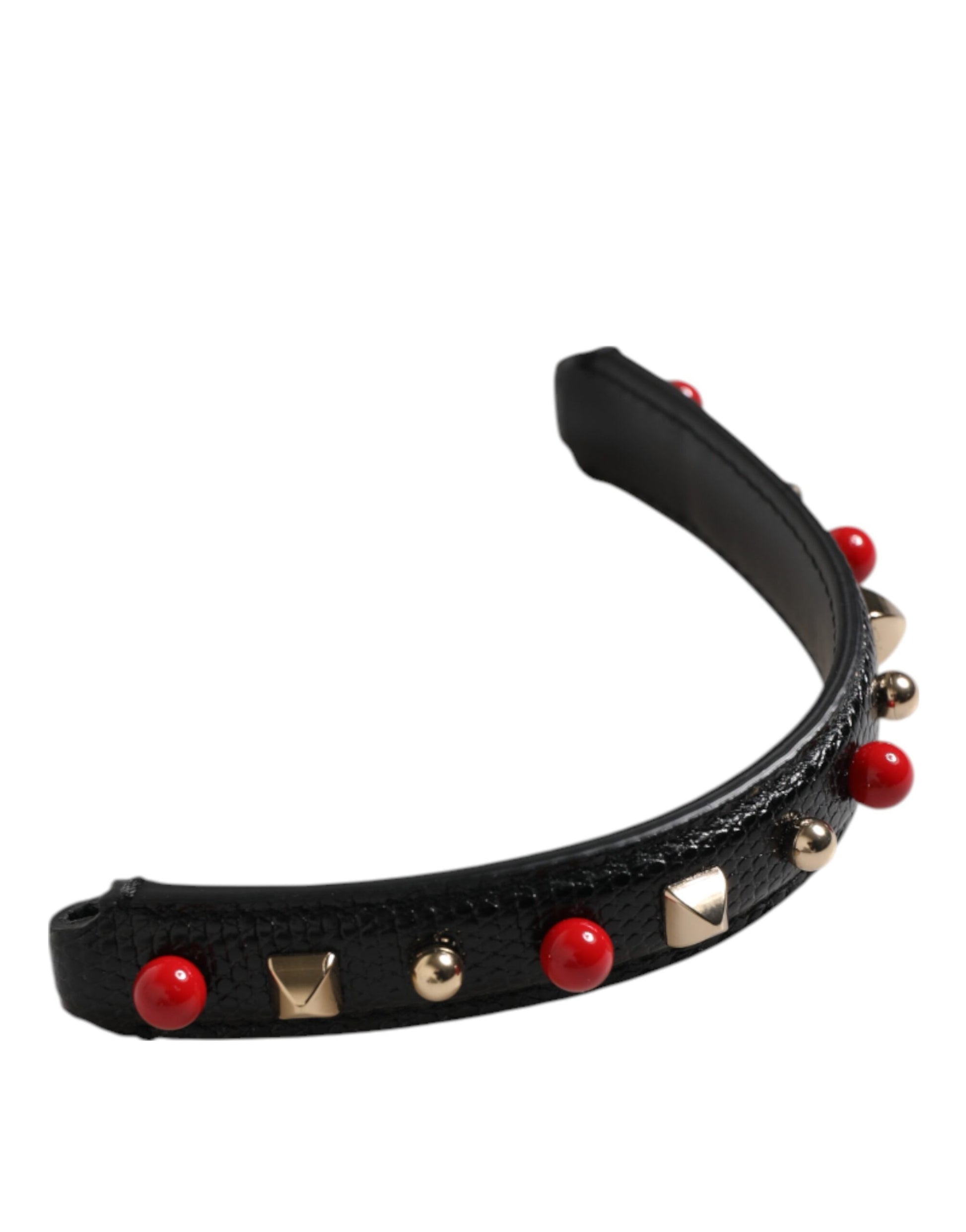 Dolce & Gabbana Black Embellished Leather Bag Handle Women Shoulder Strap - ACCEXO