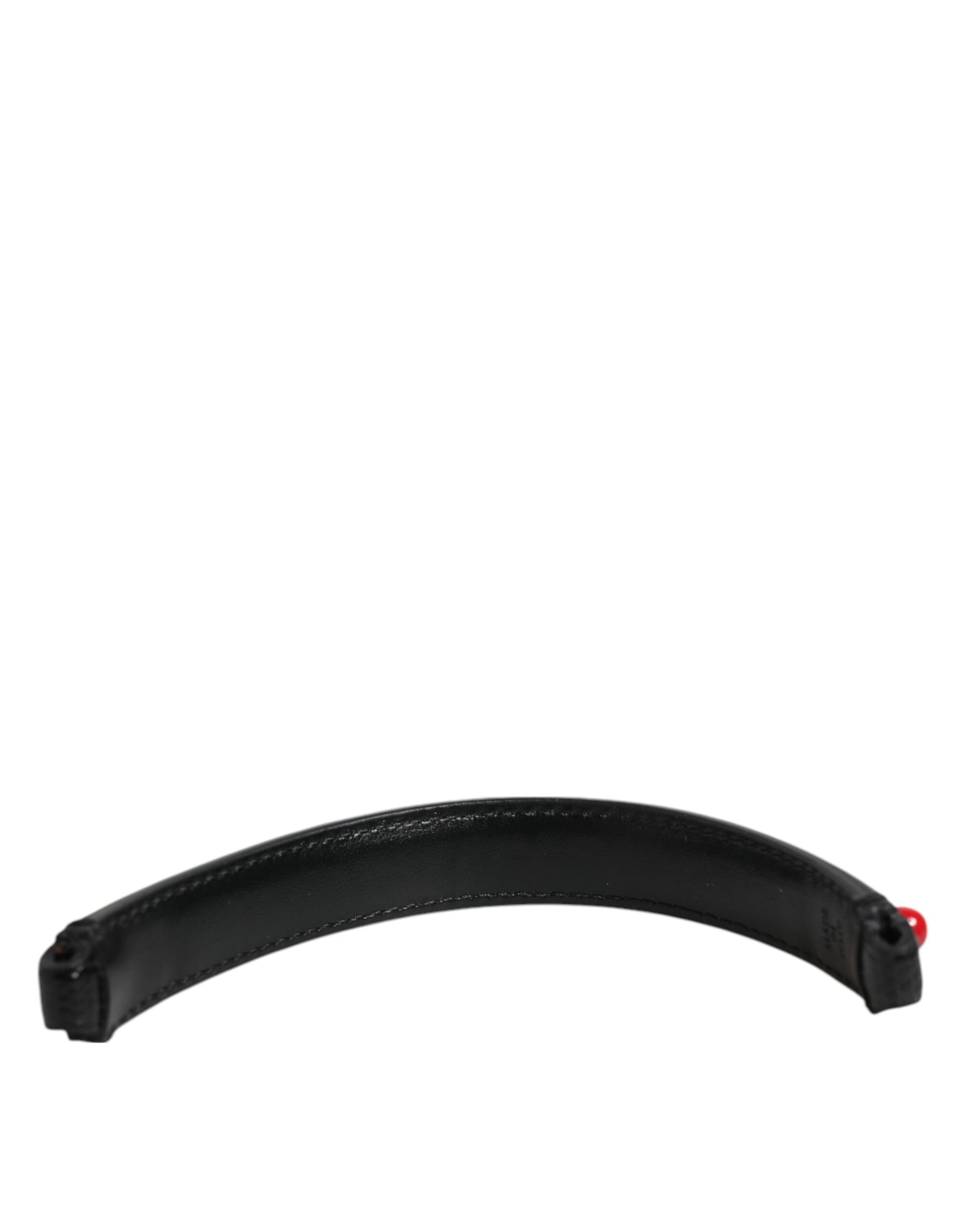 Dolce & Gabbana Black Embellished Leather Bag Handle Women Shoulder Strap - ACCEXO