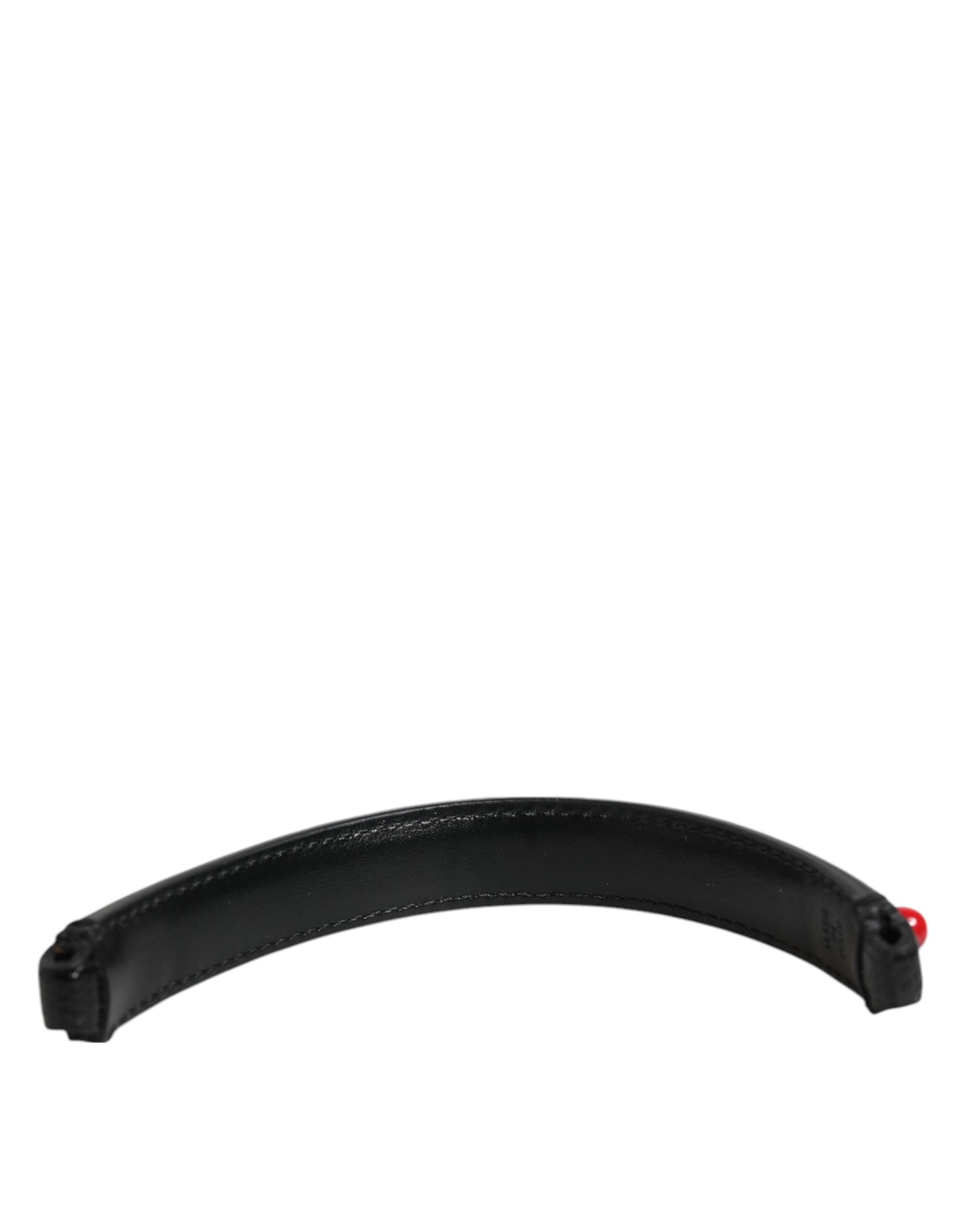 Dolce & Gabbana Black Embellished Leather Bag Handle Women Shoulder Strap - ACCEXO