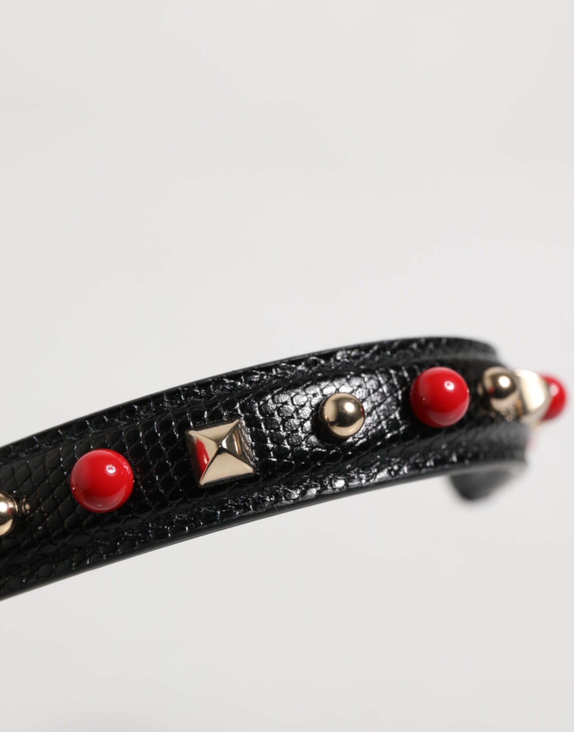 Dolce & Gabbana Black Embellished Leather Bag Handle Women Shoulder Strap - ACCEXO