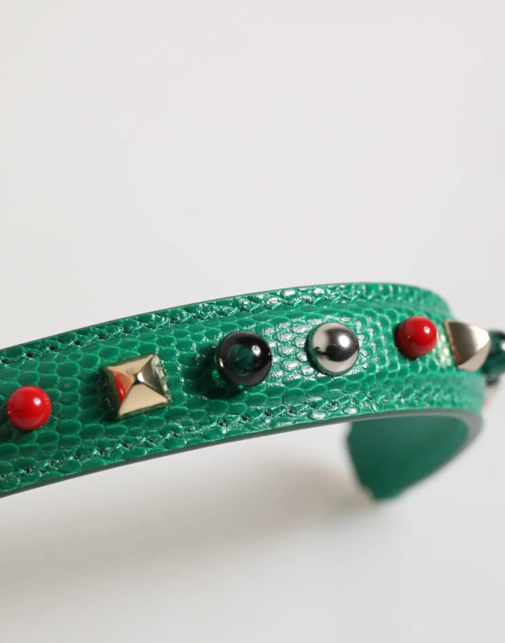 Dolce & Gabbana Green Embellished Leather Bag Handle Women Shoulder Strap - Zachava