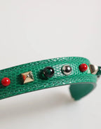 Dolce & Gabbana Green Embellished Leather Bag Handle Women Shoulder Strap - Zachava