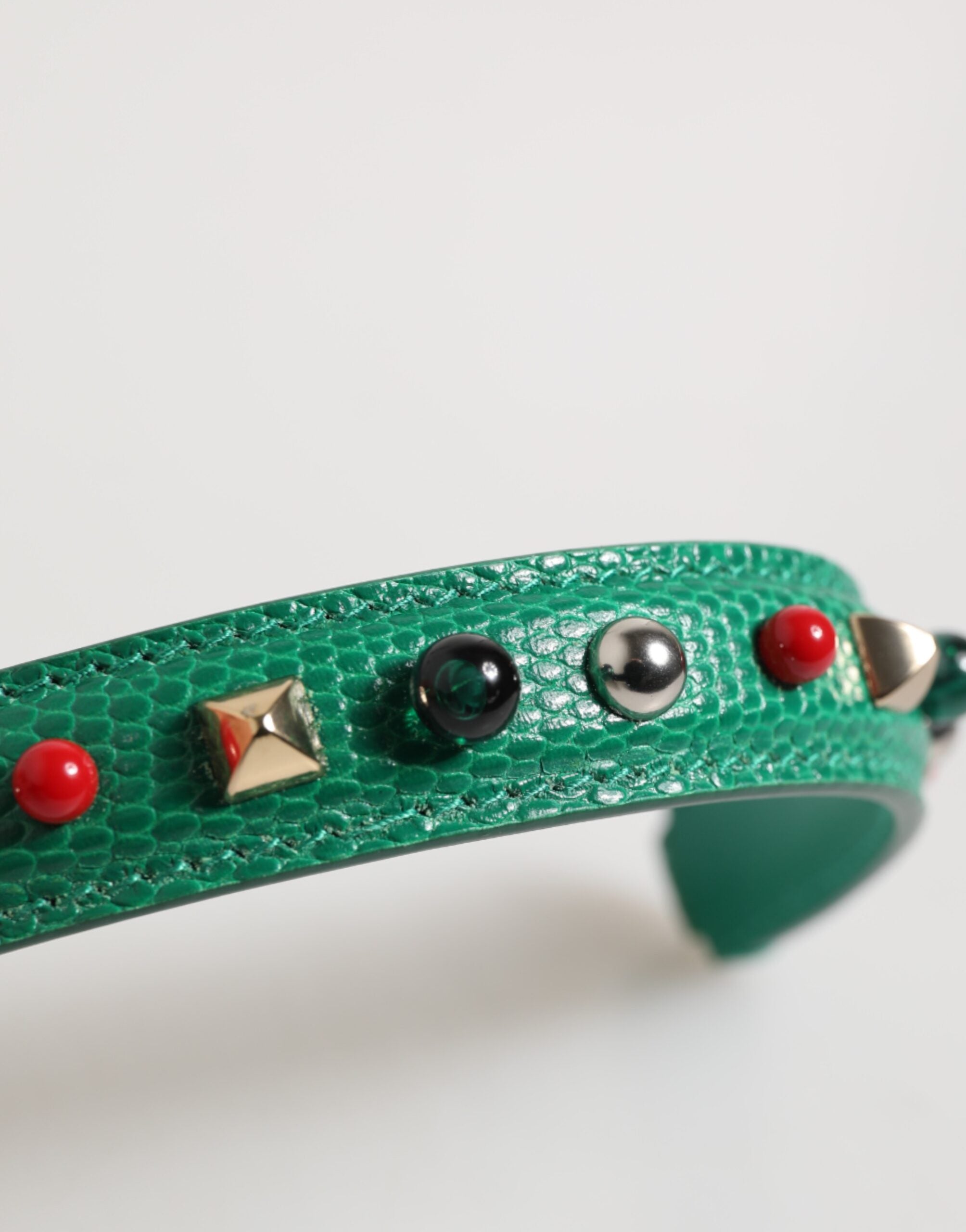 Dolce & Gabbana Green Embellished Leather Bag Handle Women Shoulder Strap - ACCEXO