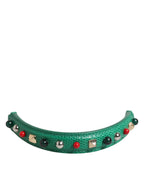 Dolce & Gabbana Green Embellished Leather Bag Handle Women Shoulder Strap - Zachava