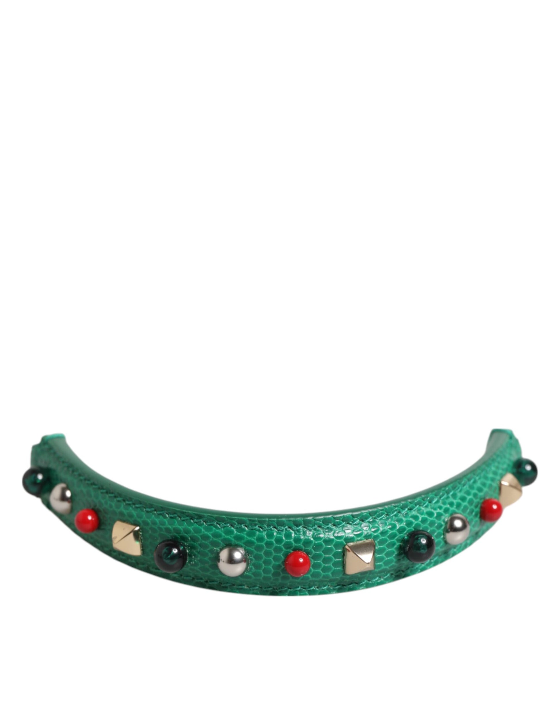 Dolce & Gabbana Green Embellished Leather Bag Handle Women Shoulder Strap - ACCEXO