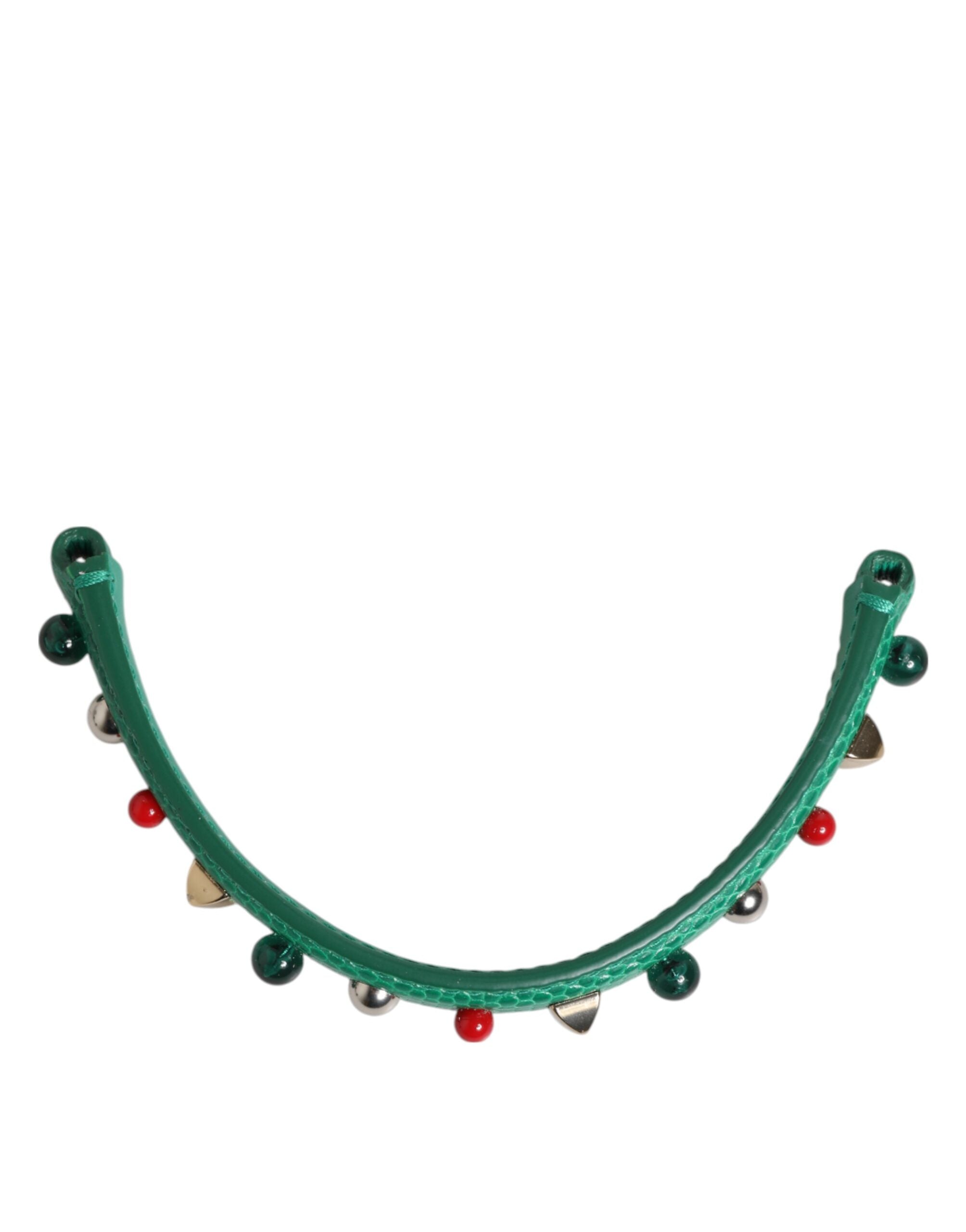 Dolce & Gabbana Green Embellished Leather Bag Handle Women Shoulder Strap - ACCEXO