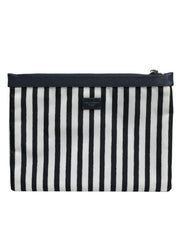 Dolce & Gabbana Black White Striped Logo Plaque Clutch Borse Pouch Bag - ACCEXO