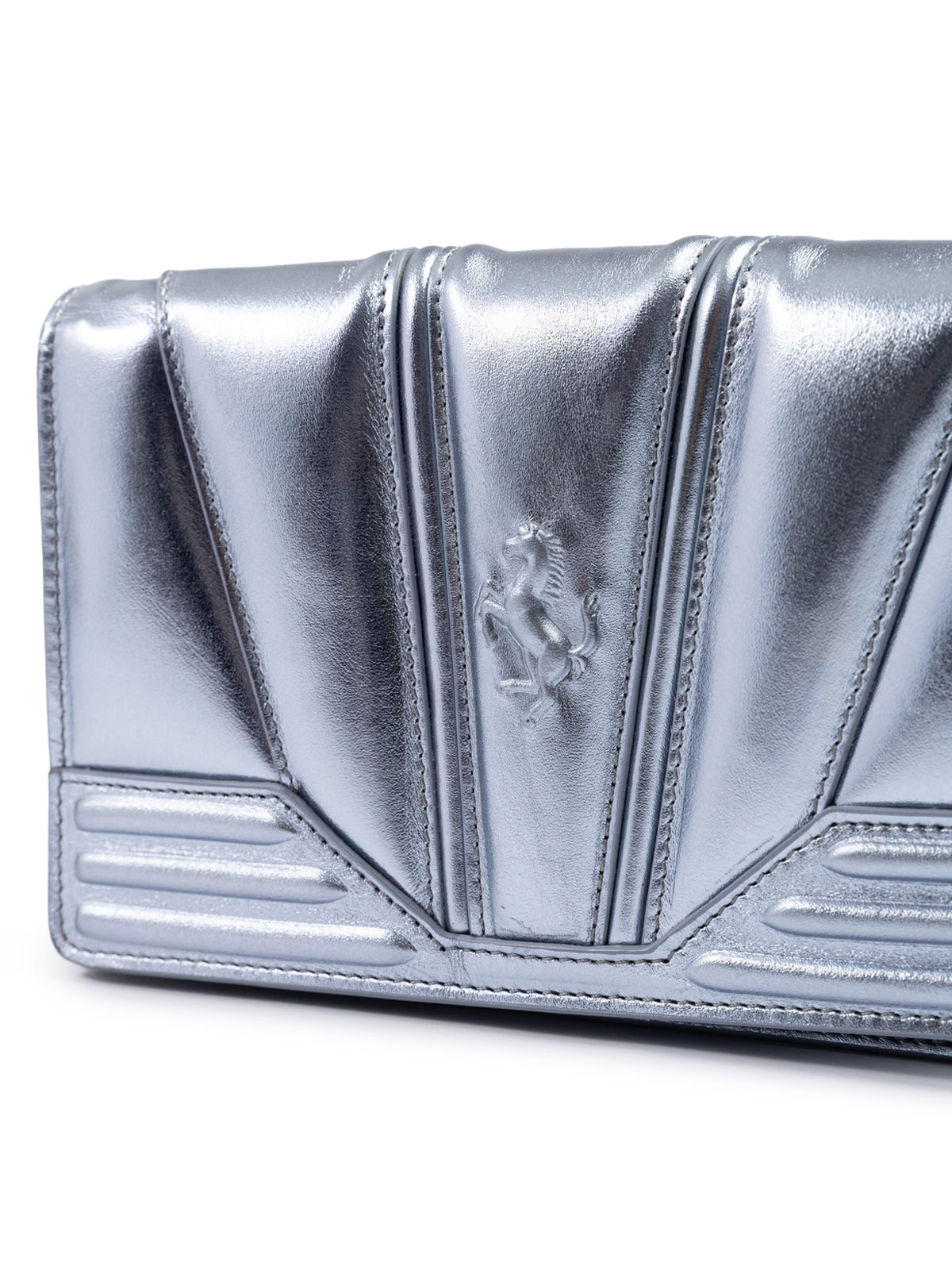 Ferrari Metal light blue GT patent leather bag with chain - ACCEXO