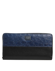 Dolce & Gabbana Black Blue Exotic Leather Men Continental Clutch Wallet - ACCEXO