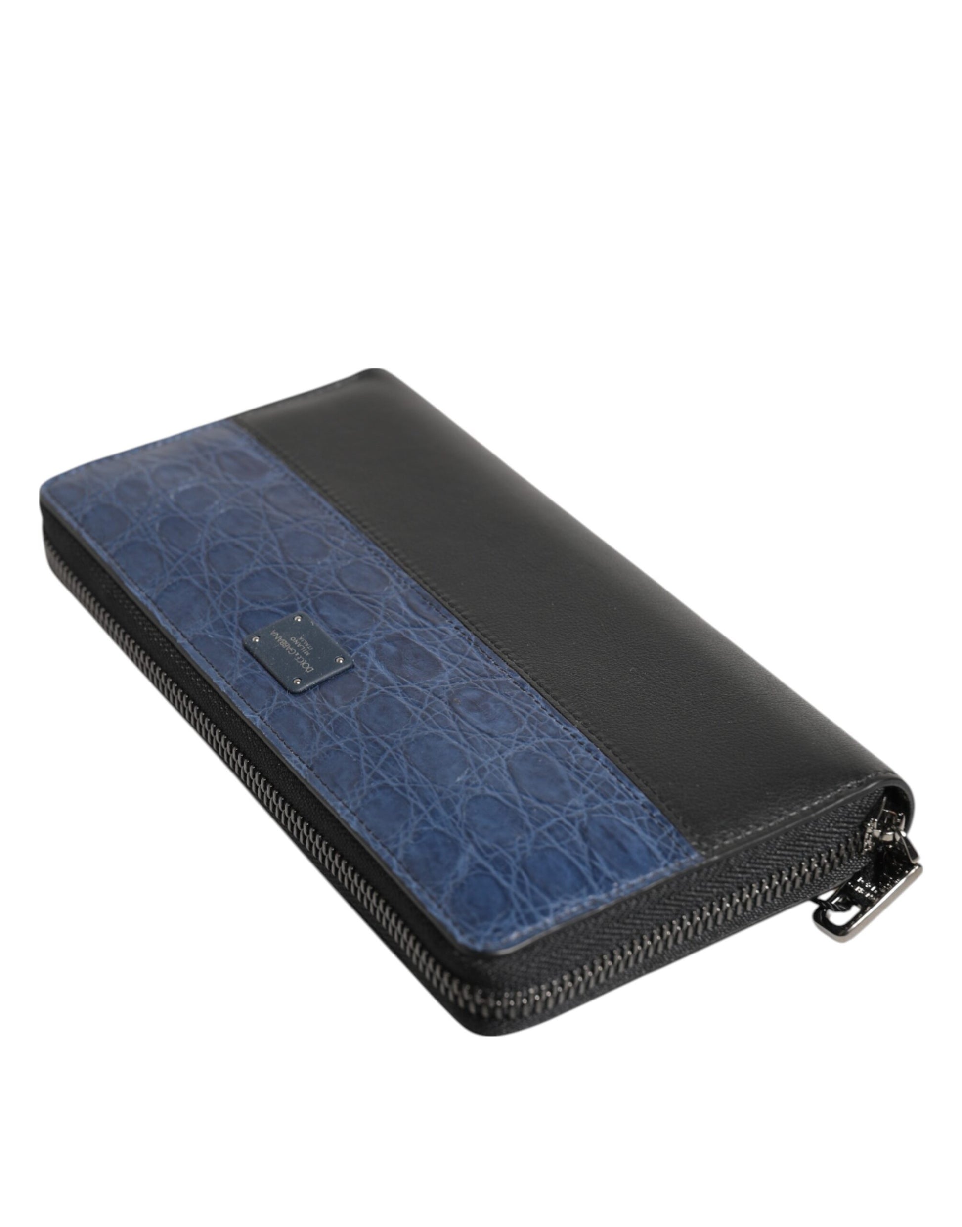 Dolce & Gabbana Black Blue Exotic Leather Men Continental Clutch Wallet - ACCEXO