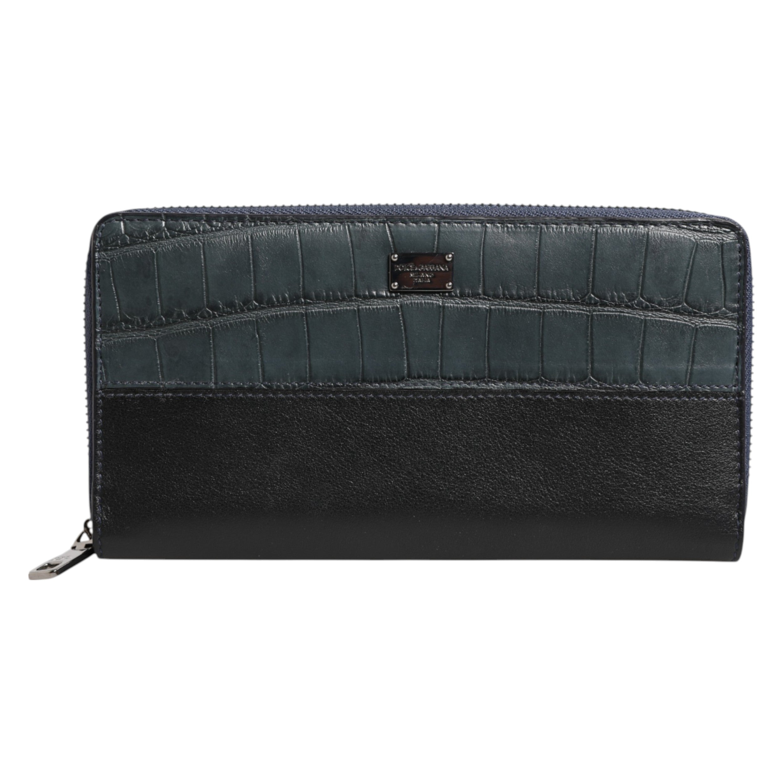 Dolce & Gabbana Black Blue Exotic Leather Men Continental Clutch Wallet - ACCEXO
