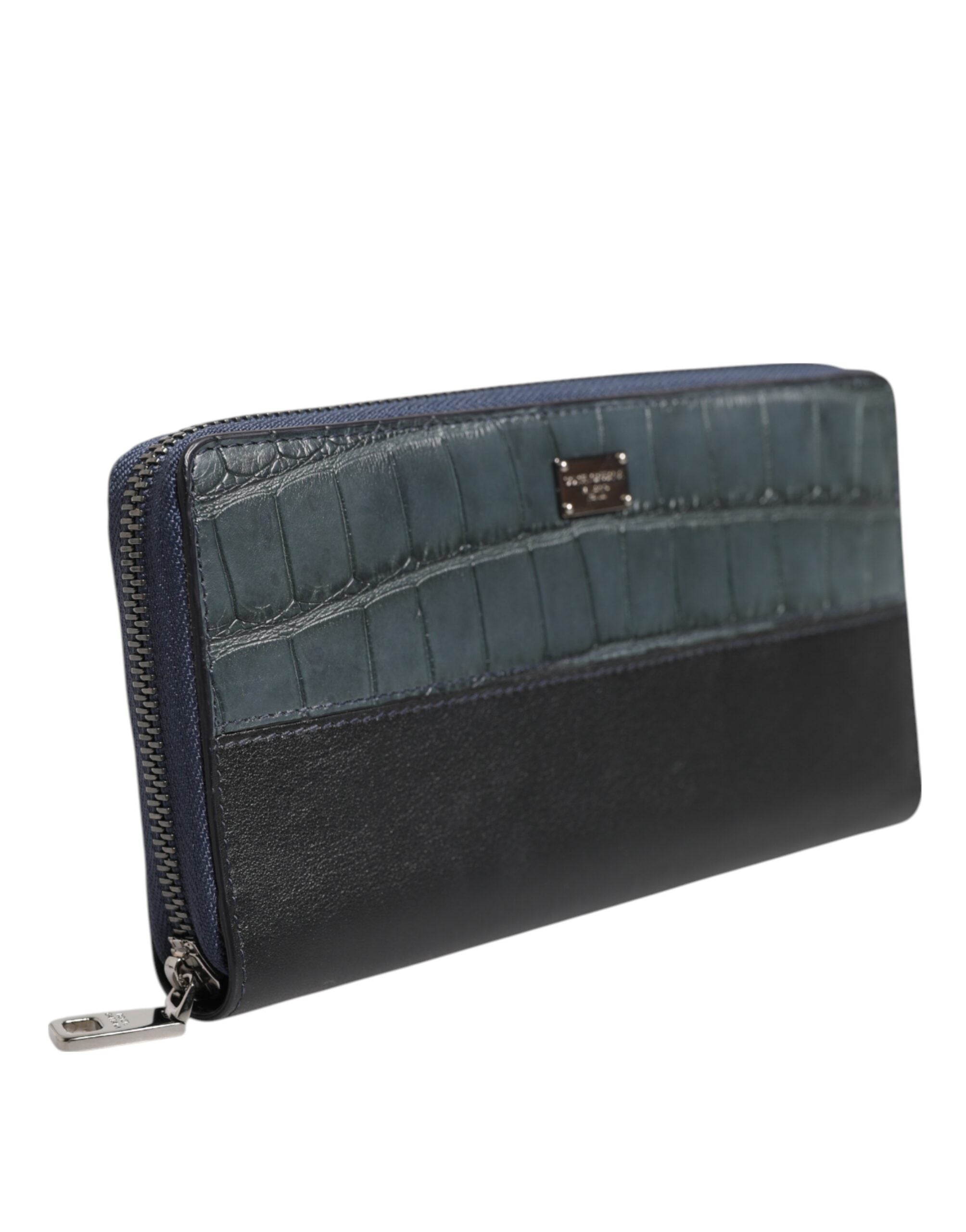Dolce & Gabbana Black Blue Exotic Leather Men Continental Clutch Wallet - ACCEXO