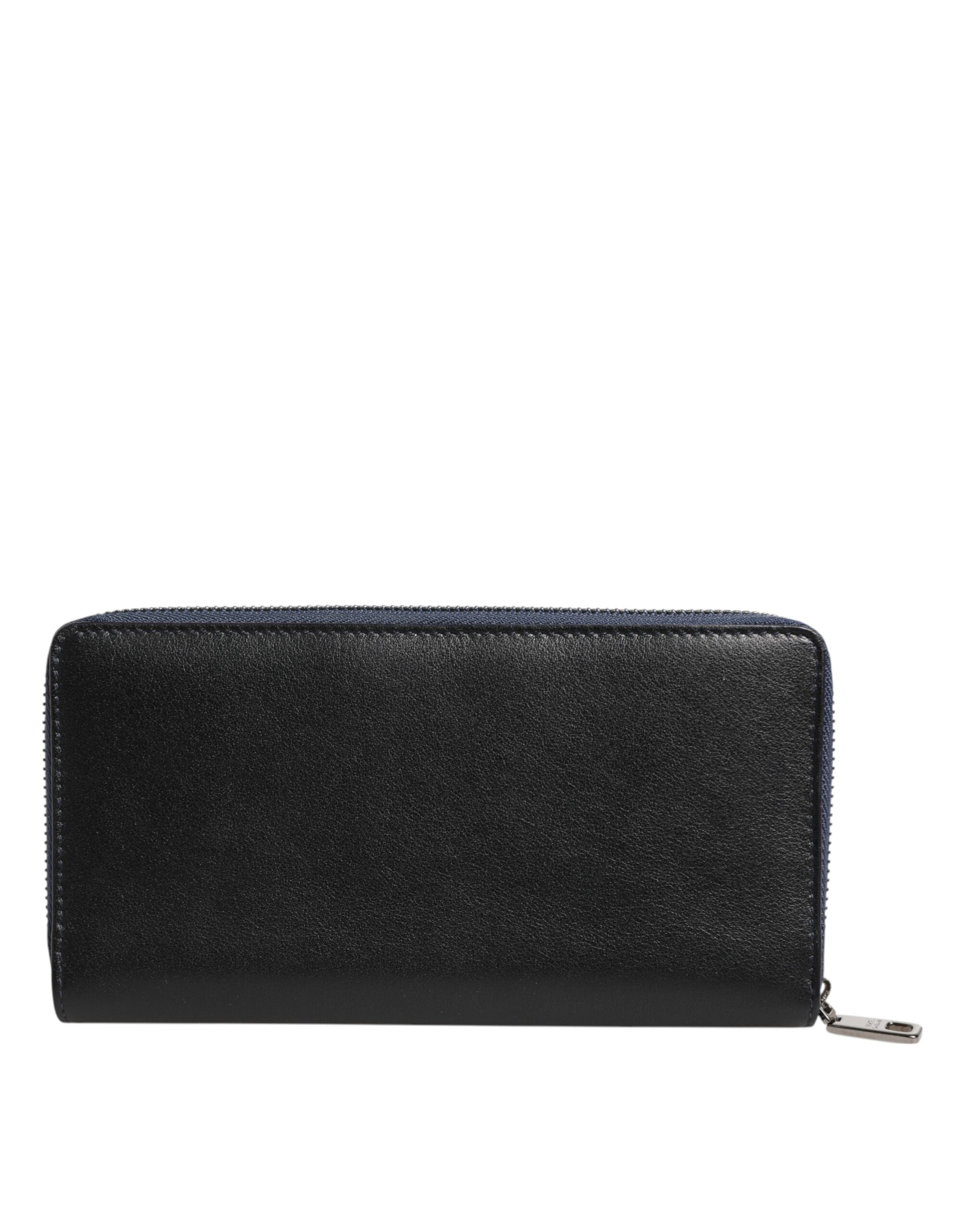 Dolce & Gabbana Black Blue Exotic Leather Men Continental Clutch Wallet - ACCEXO