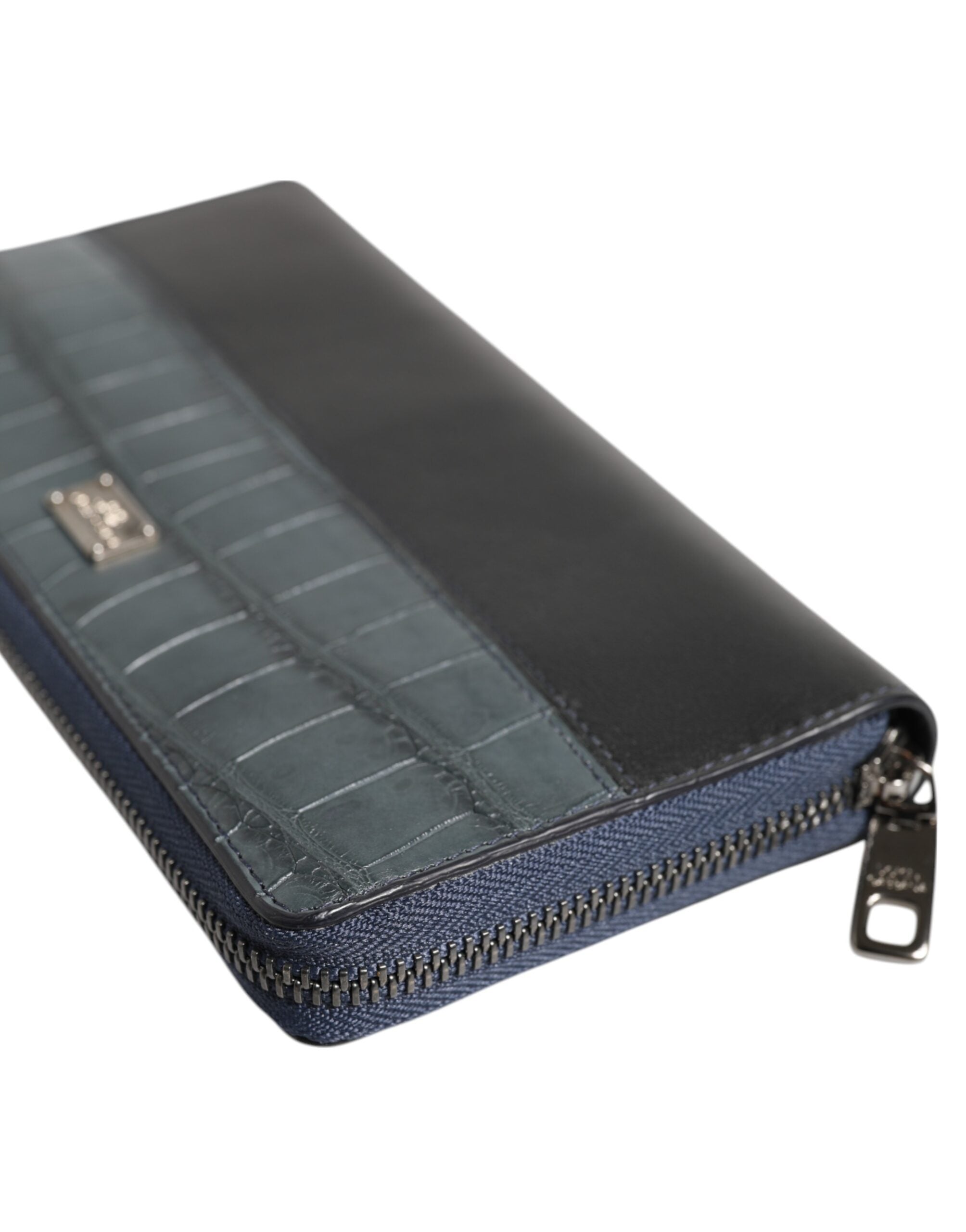 Dolce & Gabbana Black Blue Exotic Leather Men Continental Clutch Wallet - ACCEXO