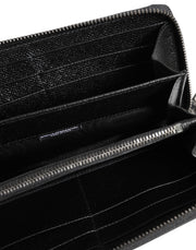 Dolce & Gabbana Black Leather #DGFAMILY Zipper Continental Mens Wallet for Men