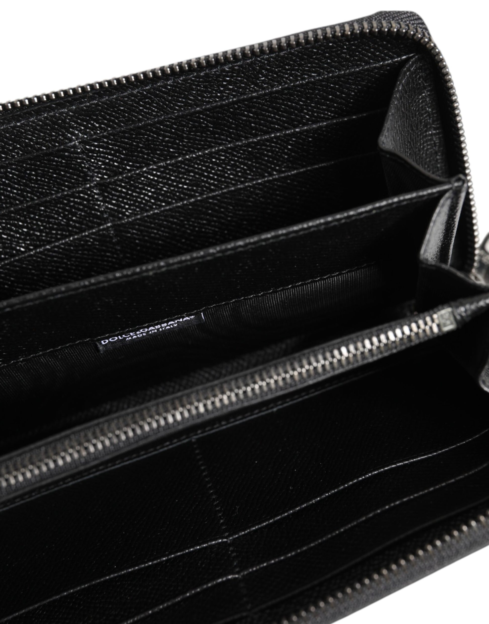 Dolce & Gabbana Black Leather #DGFAMILY Zipper Continental Mens Wallet - ACCEXO