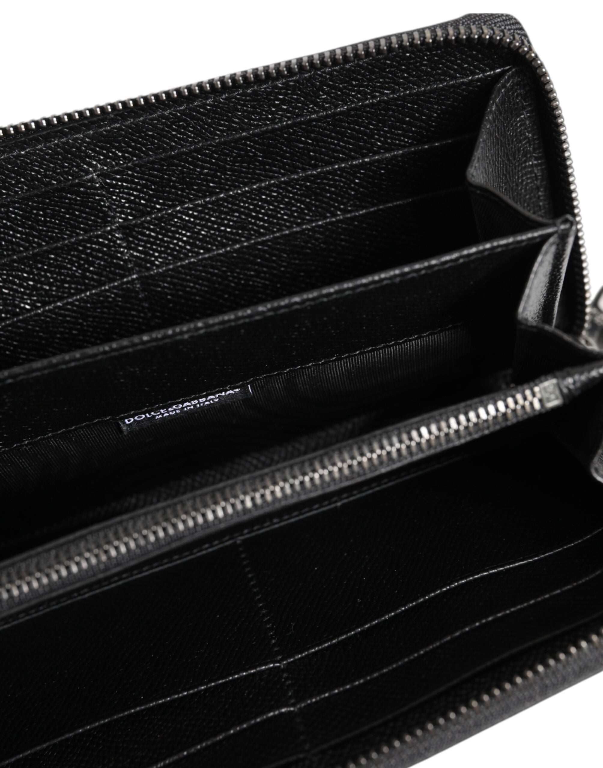 Dolce & Gabbana Black Leather #DGFAMILY Zipper Continental Mens Wallet - ACCEXO