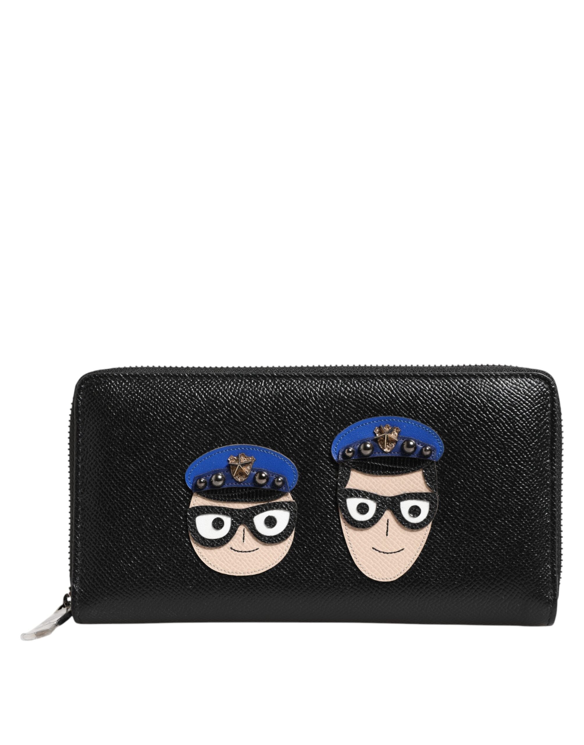 Dolce & Gabbana Black Leather #DGFAMILY Zipper Continental Mens Wallet for Men