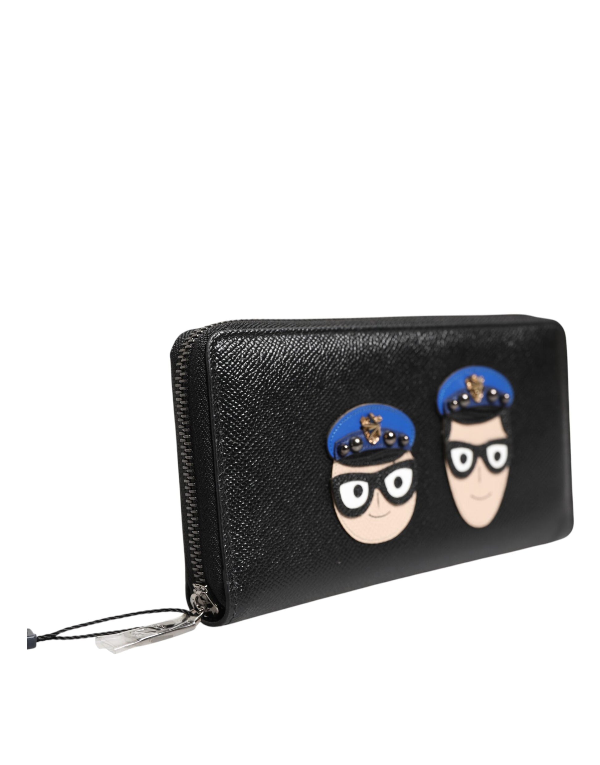 Dolce & Gabbana Black Leather #DGFAMILY Zipper Continental Mens Wallet - ACCEXO