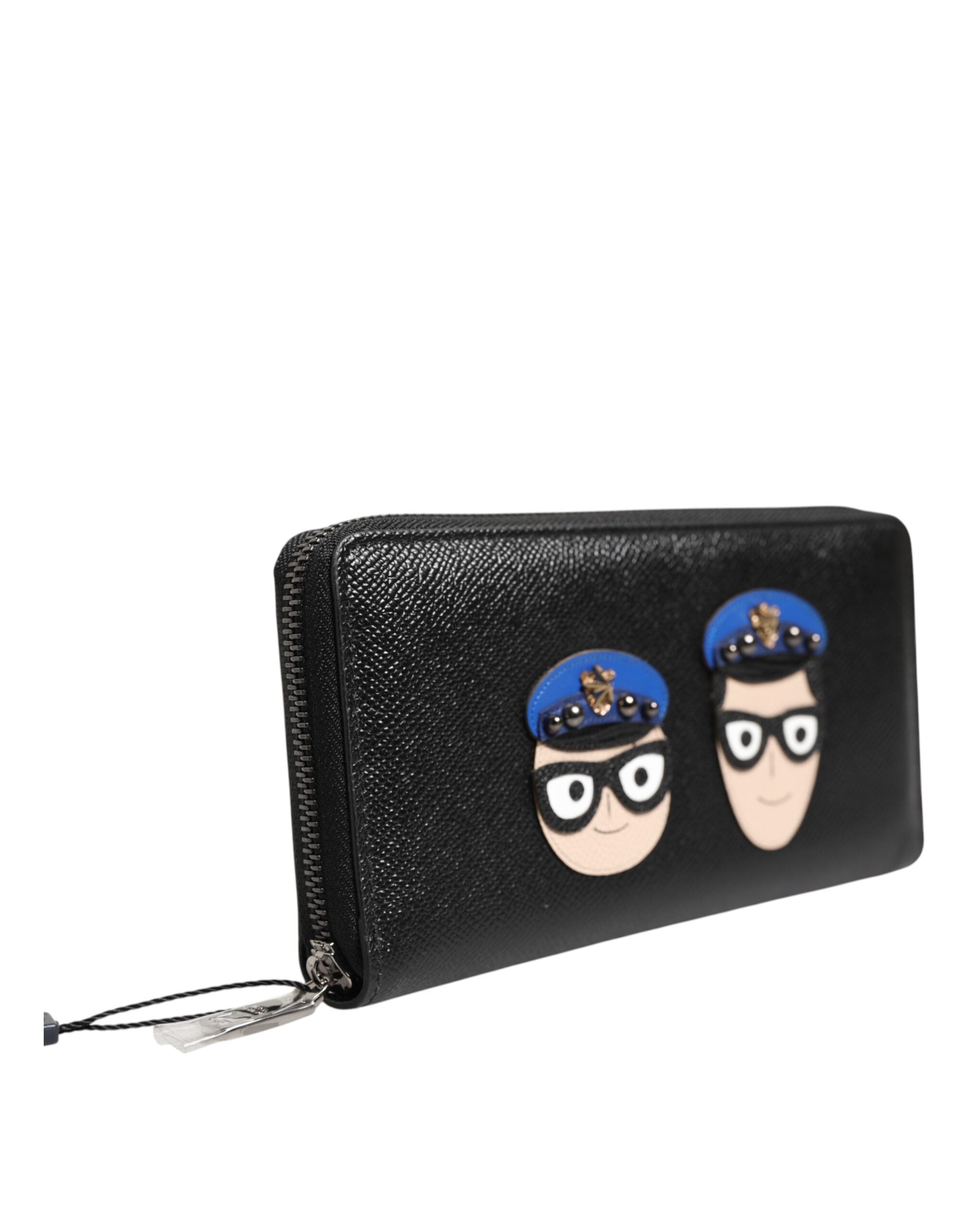 Dolce & Gabbana Black Leather #DGFAMILY Zipper Continental Mens Wallet - ACCEXO