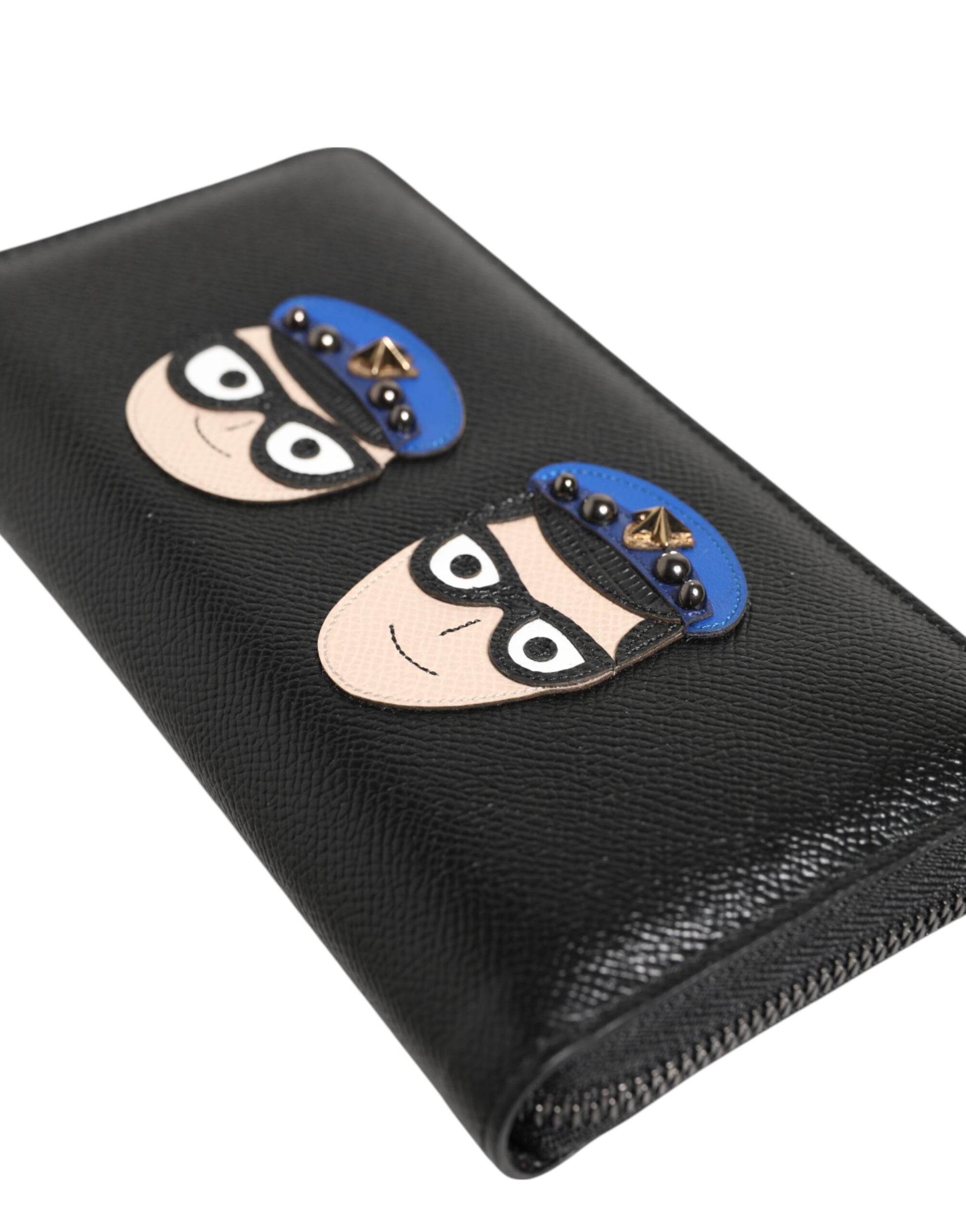 Dolce & Gabbana Black Leather #DGFAMILY Zipper Continental Mens Wallet - ACCEXO