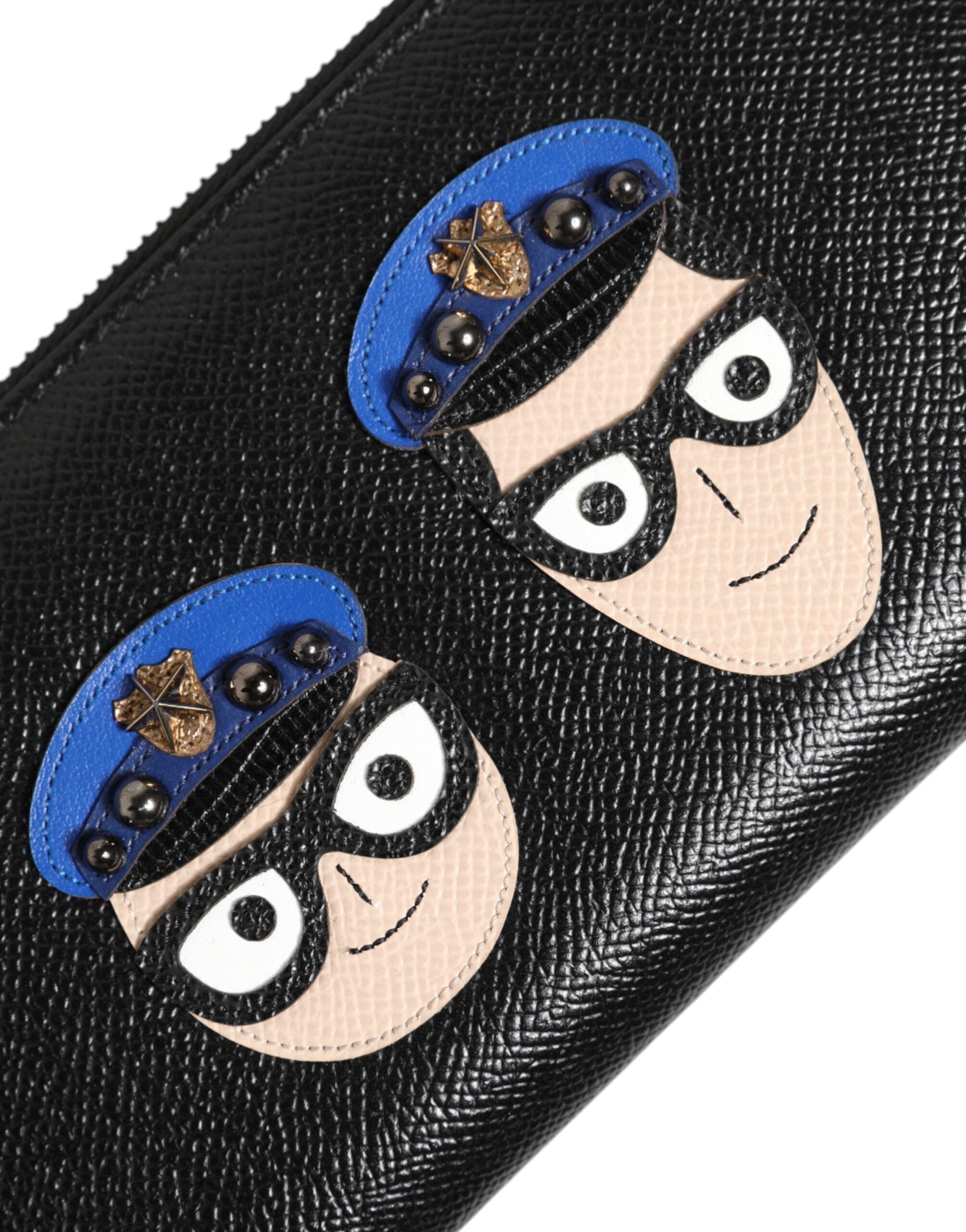 Dolce & Gabbana Black Leather #DGFAMILY Zipper Continental Mens Wallet - ACCEXO