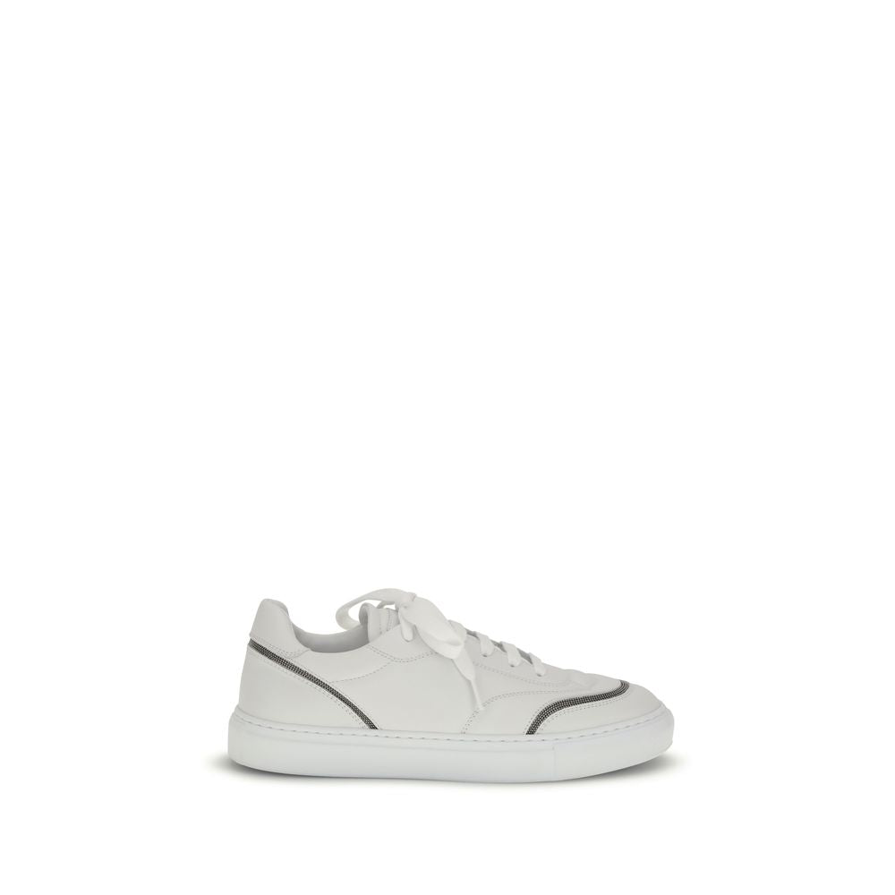 Brunello Cucinelli Leather Sneakers with Shiny Details - ACCEXO