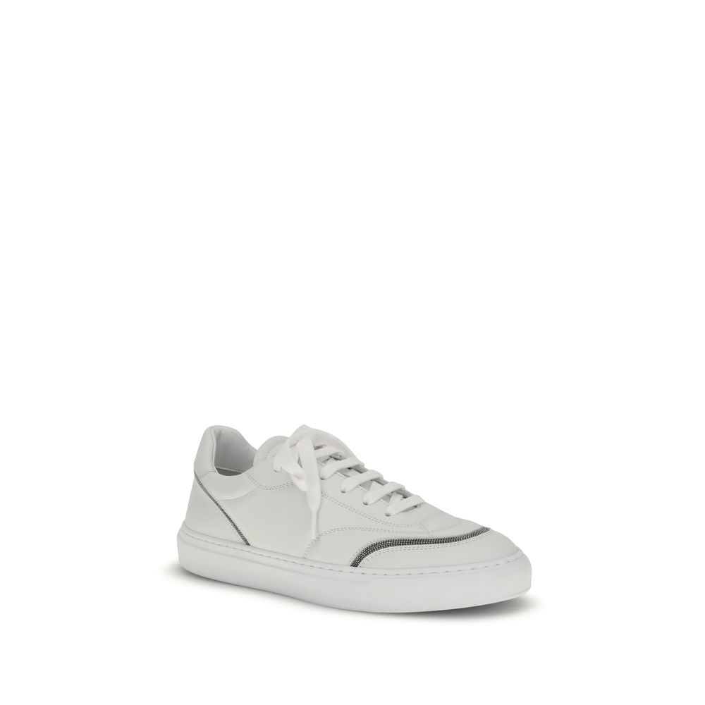 Brunello Cucinelli Leather Sneakers with Shiny Details - ACCEXO