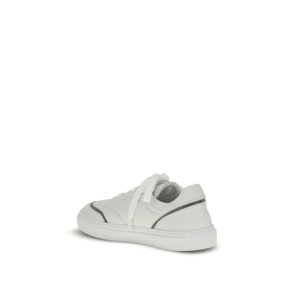 Brunello Cucinelli Leather Sneakers with Shiny Details - ACCEXO