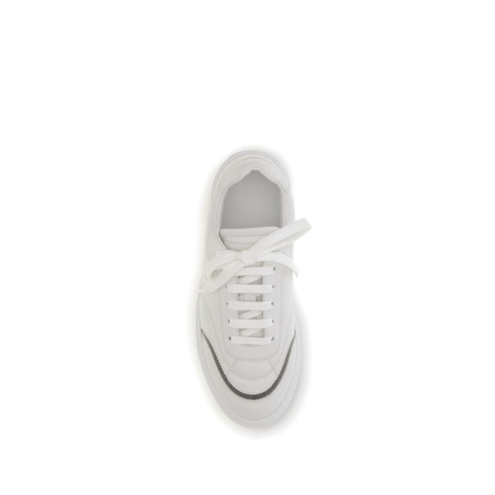 Brunello Cucinelli Leather Sneakers with Shiny Details - ACCEXO