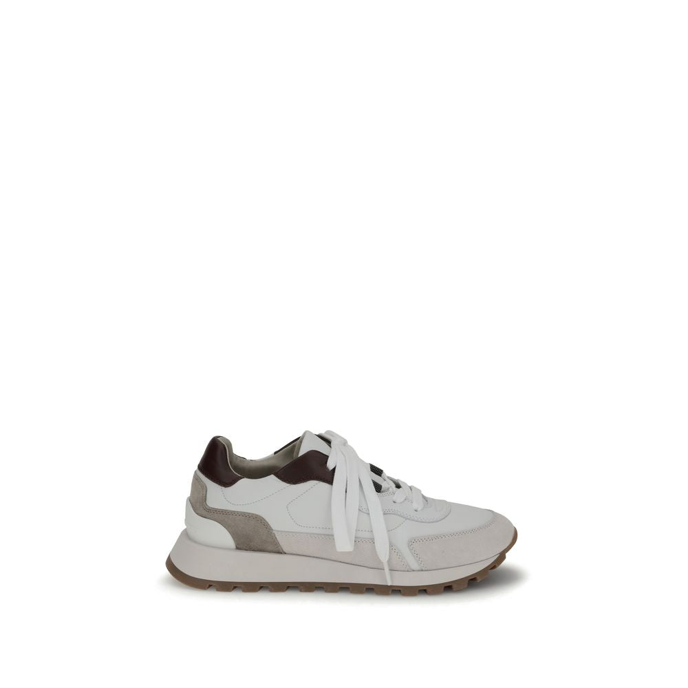 Brunello Cucinelli Leather Sneakers with shiny details - ACCEXO
