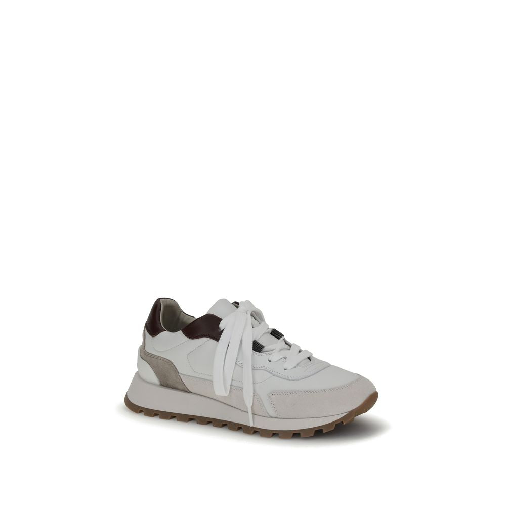 Brunello Cucinelli Leather Sneakers with shiny details - ACCEXO