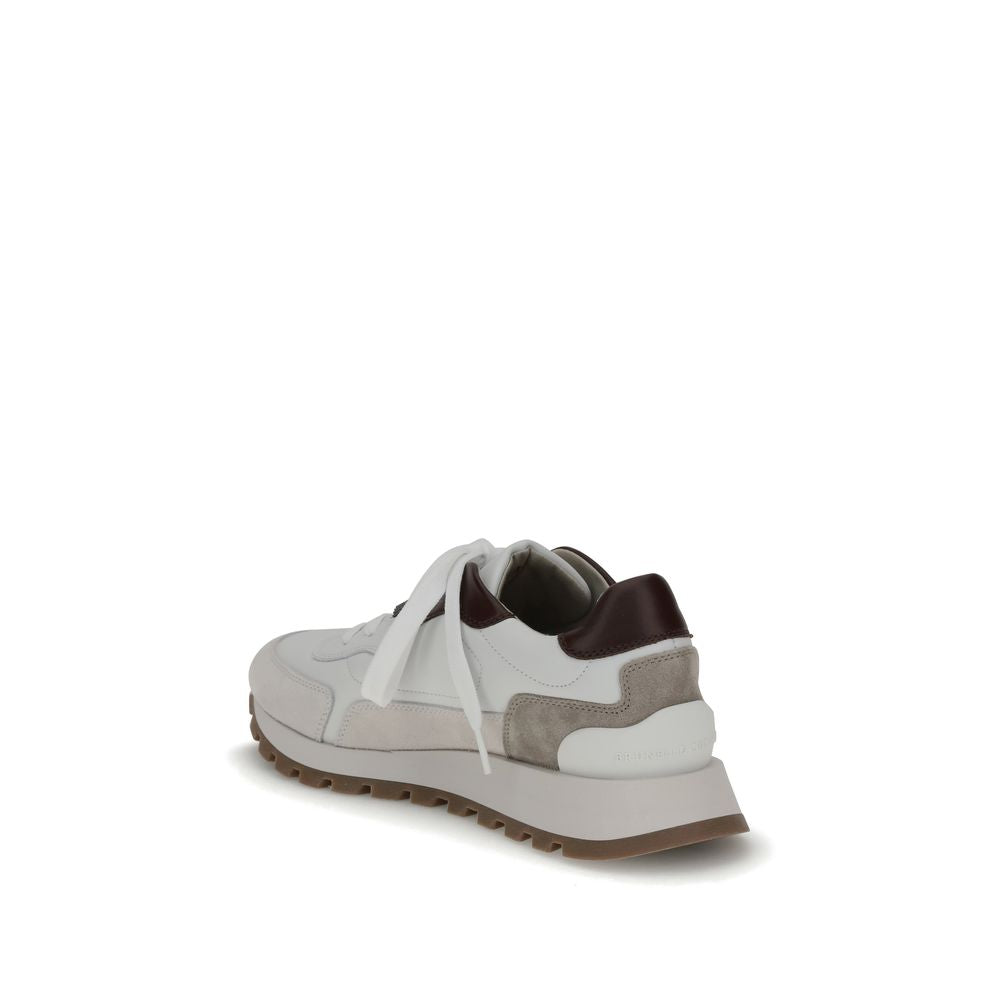 Brunello Cucinelli Leather Sneakers with shiny details - ACCEXO