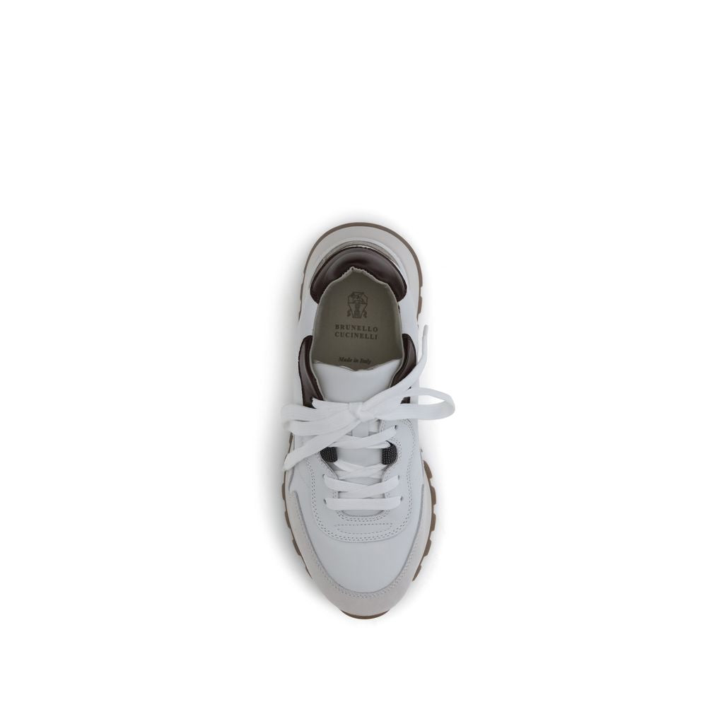 Brunello Cucinelli Leather Sneakers with shiny details - ACCEXO