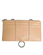 Dolce & Gabbana Beige Calfskin Leather Large Crossbody Card Holder Wallet for Men