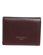 Dolce & Gabbana Leather Embossed Logo Trifold Men Card Holder Dark Brown - ACCEXO