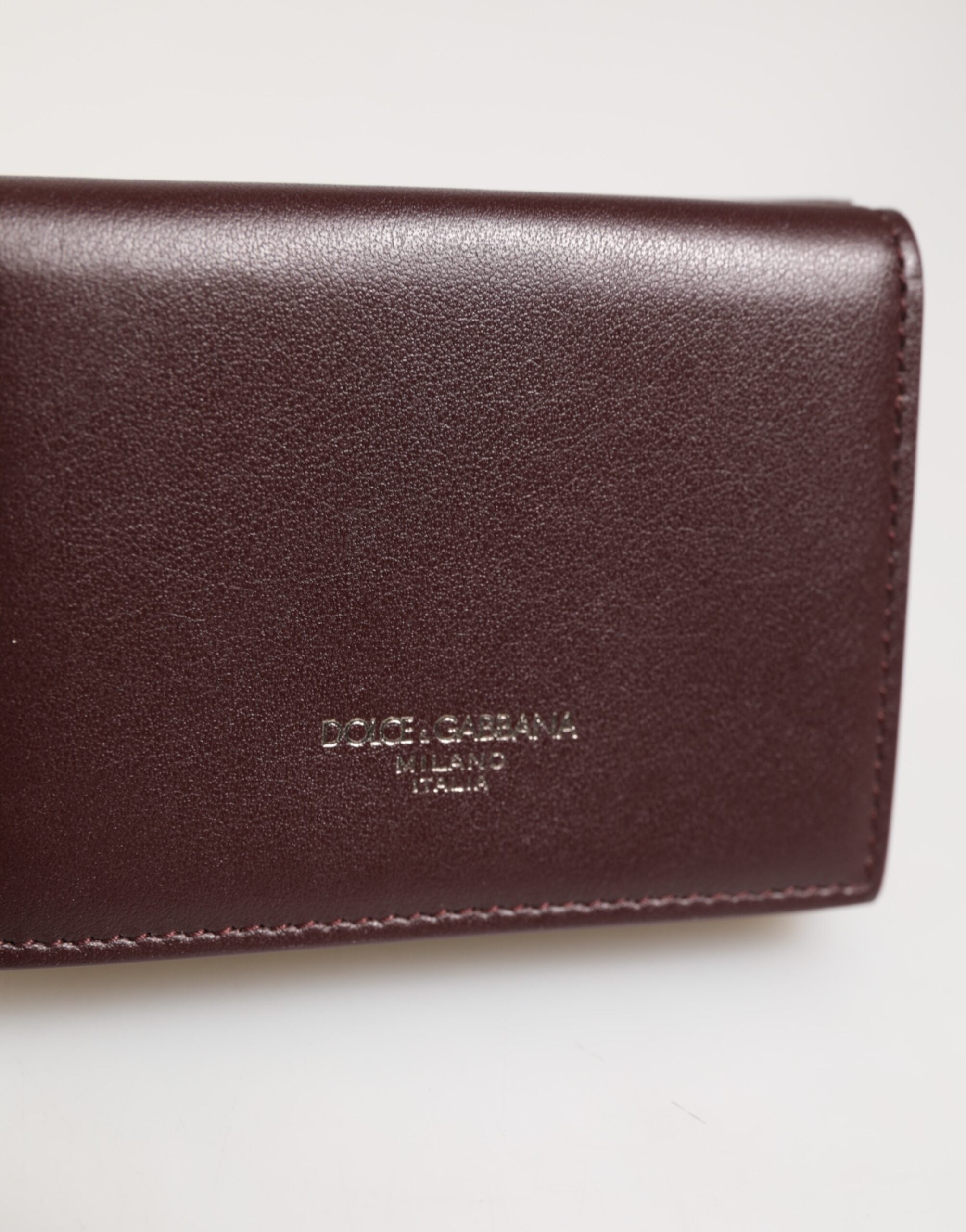Dolce & Gabbana Leather Embossed Logo Trifold Men Card Holder Dark Brown - ACCEXO
