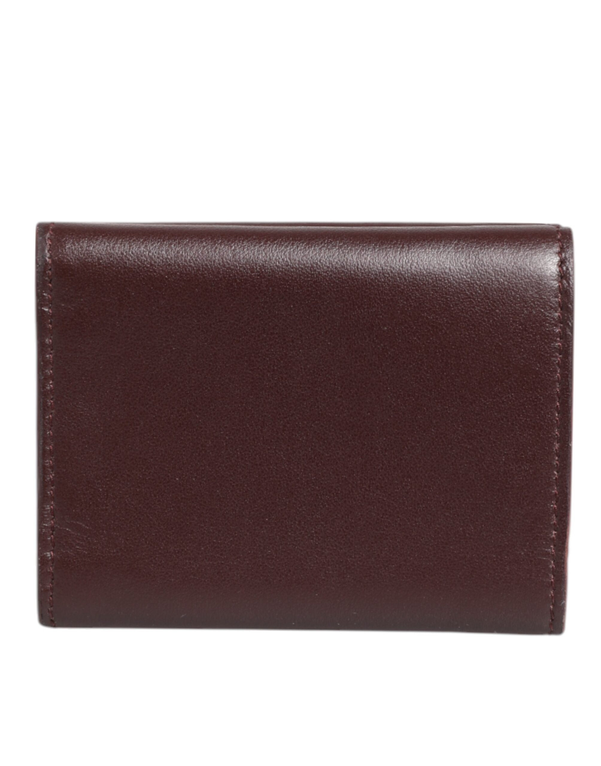 Dolce & Gabbana Leather Embossed Logo Trifold Men Card Holder Dark Brown - ACCEXO